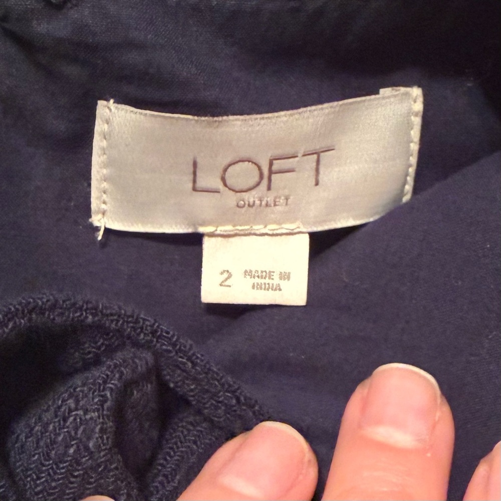 LOFT | Navy Blue Sun Dress with front tie design | size 2 - Picture 7 of 7